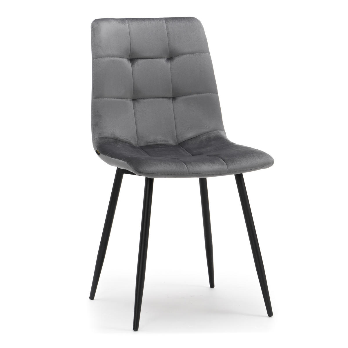 STUHL PARMA gepolsterter mit Steppung - grau - Samt Velour - Schwarz/Grau, Textil/Metall (44/89/45cm) - NEW HOME