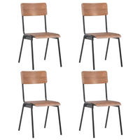 ESSZIMMERSTÜHLE 4er set Braun Massives Sperrholz Und Stahl - Schwarz/Braun, Holz/Metall (41.5/85.5/54cm) - vidaXL