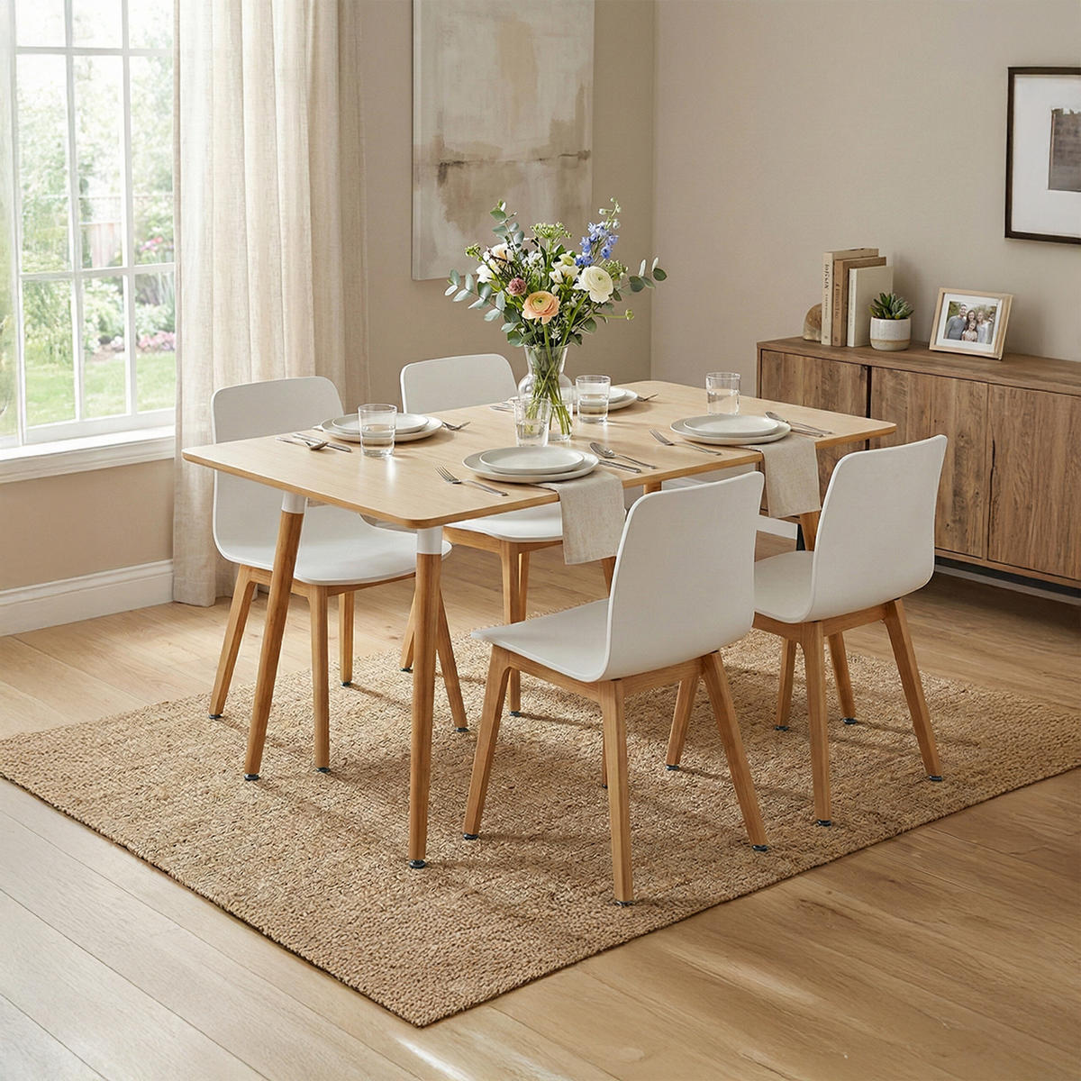 JÍDELNÍSTŮL - světle hnědá, kov/dřevo (70/110/75cm) - Relaxdays