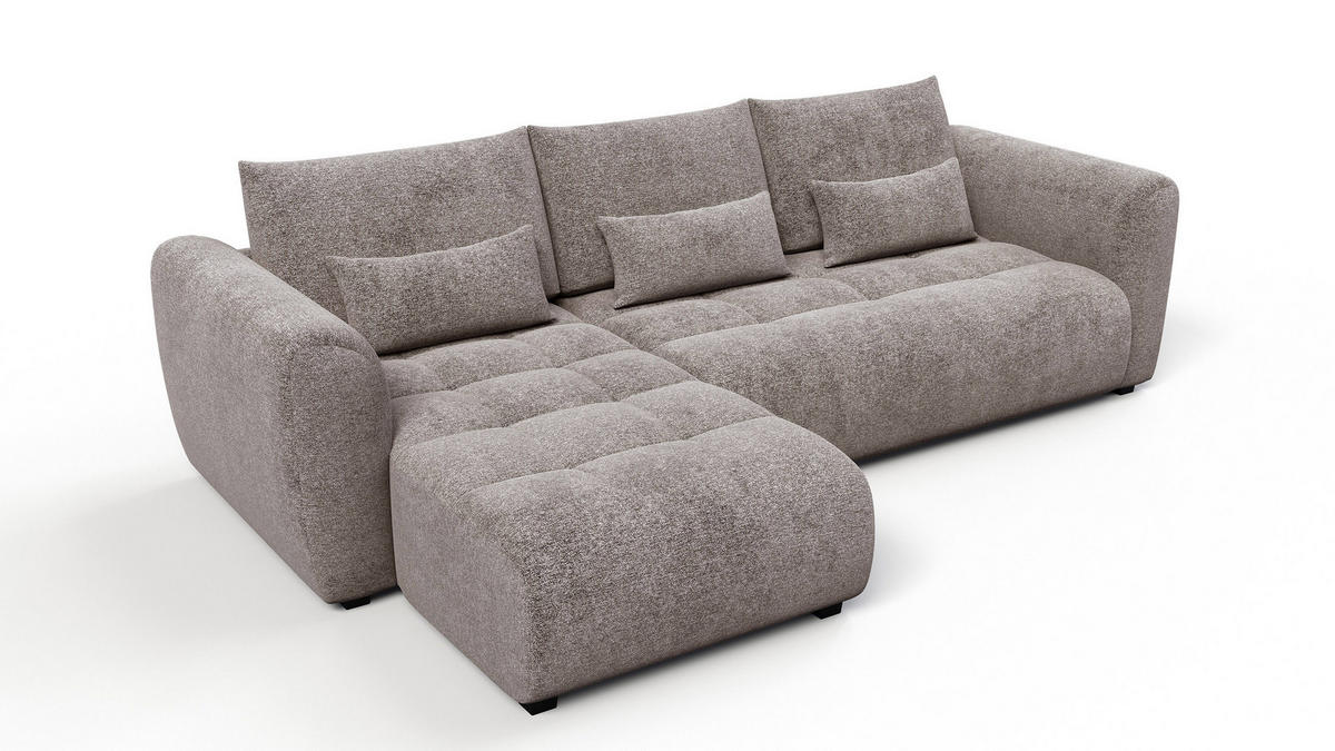 ECKSOFA SORENO 4-Sitzer, dunkelbeige - Beige/Schwarz, Holz/Textil (293/171cm) - Courtois Laville