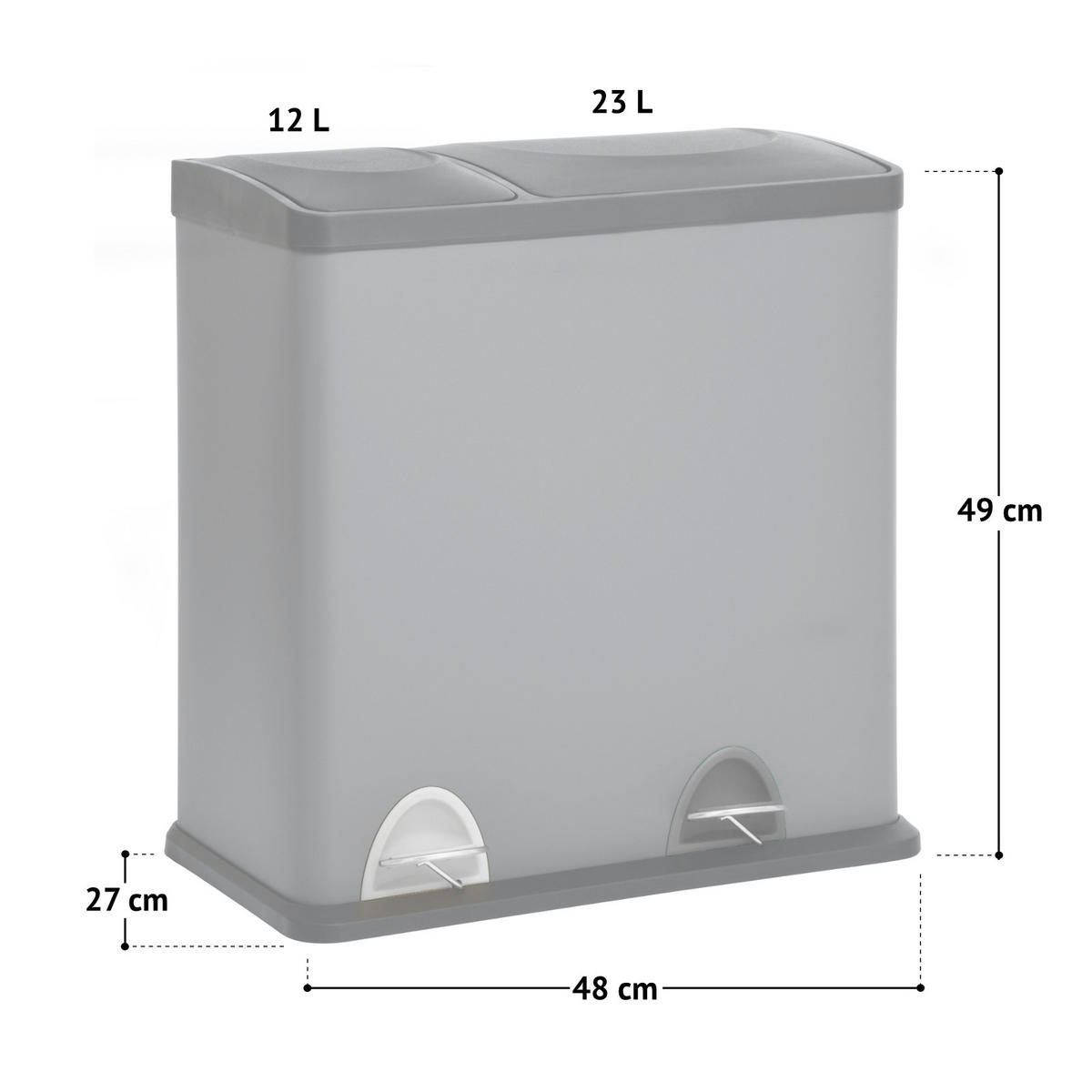 MÜLLEIMER TC2Combo35 - Grau, Metall (48/49/27cm) - SVITA