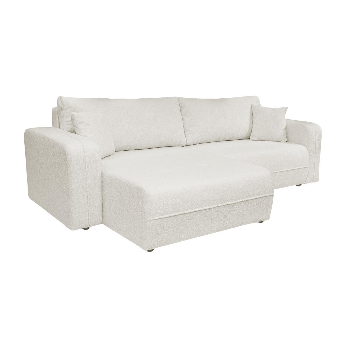 ECKSOFA Oreo L-Form Mit Bettkasten Und Schlaffunktion Quelle-Stoff Ecru Links - Ecru, Holz (143/247cm) - Kaiser Möbel