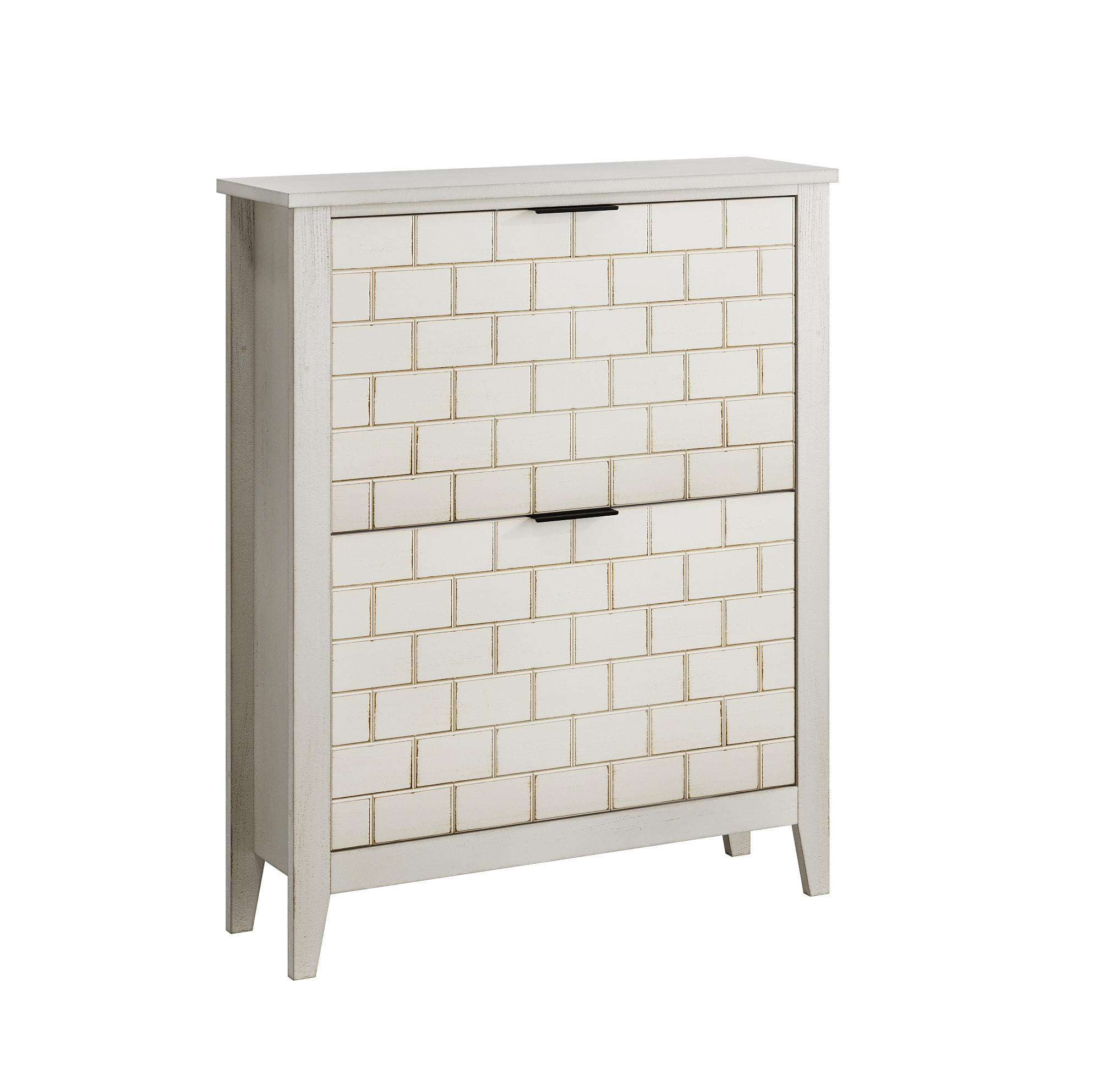 Modfu BOTNÍK z MDF 80x24x97 cm retro bílý se 2 výklopnými zásuvkami a nastavitelnými přihrádkami