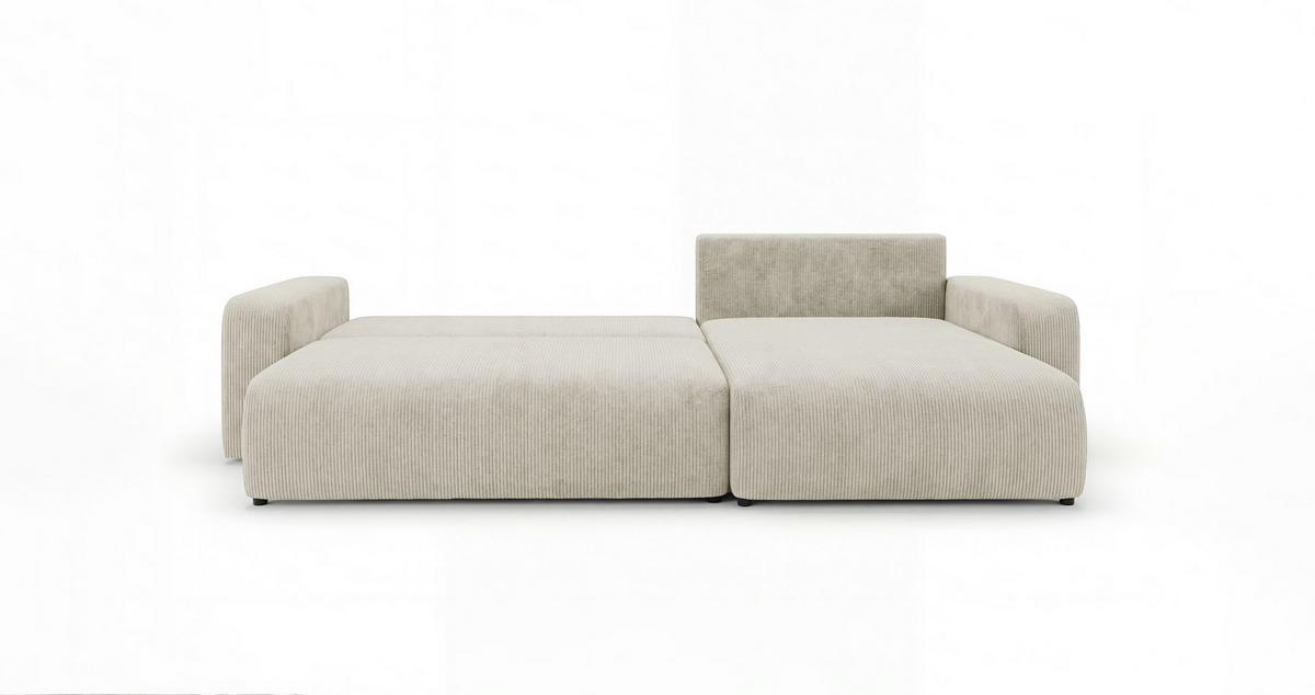 ECKSOFA BERLIN rechts weiß Cord Poso 100 - Schlaffunktion, Bettkasten - Weiß, Textil (285/184cm) - Cornero