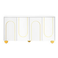 SIDEBOARD Bílé se 4 dvířky a zlatým dekorem - bílá, kompozitní dřevo (140/74/40cm) - Urban Meuble