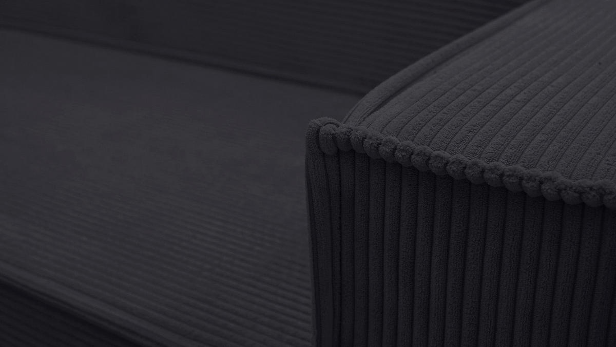 WOHNLANDSCHAFT STYLO U-Form mit Schlaffunktion Bettkasten Cordstoff Poso Schwarz - Schwarz, Kunststoff (315/90/215cm) - Wohnideebilder