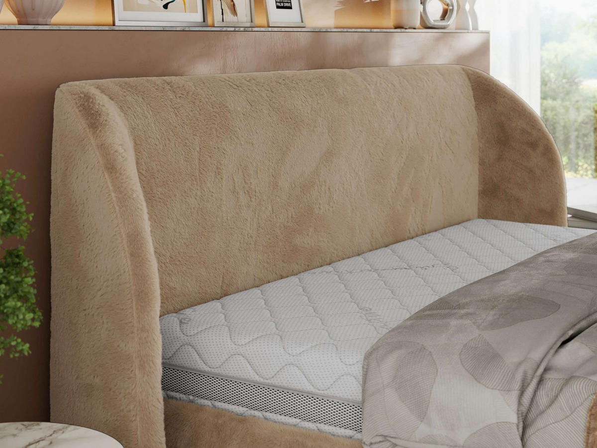 POLSTERBETT CAELA CLASSIC 200/200 - Beige Plüsch - Multipocket-Matratze - Beige, Textil (200/200cm) - MKS