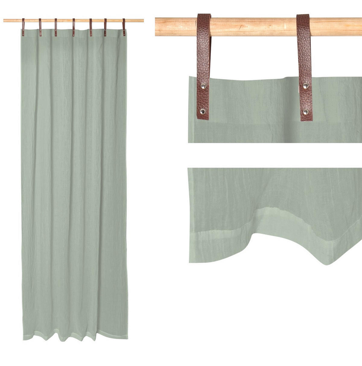 SCHLAUFENSCHAL Evi 2er Set jade - Jadegrün, Textil (135/245/245cm) - Magma Heimtexx