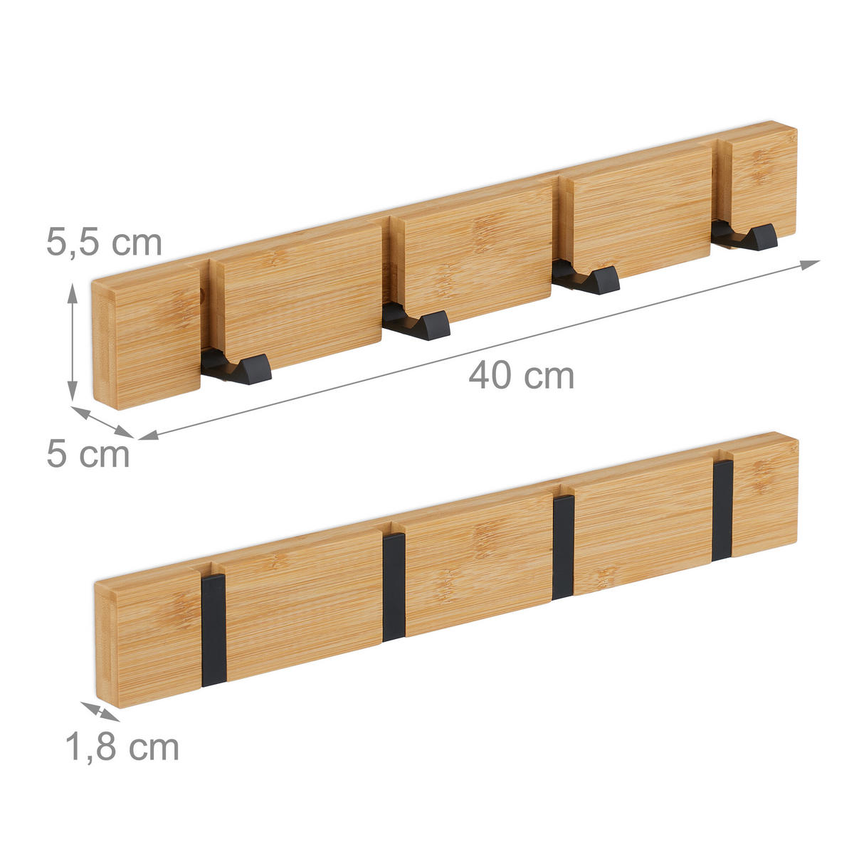 GARDEROBENLEISTE - Hellbraun, Holz/Metall (40/5.5/5cm) - Relaxdays