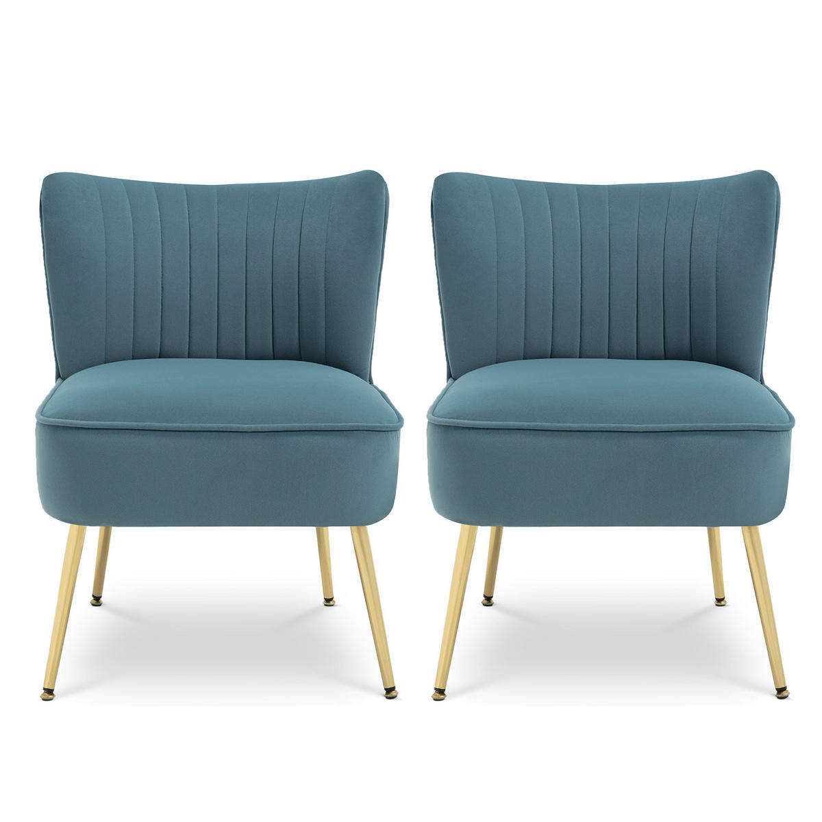 COCKTAILSESSEL 2er-Set Judith aus blaugrauem Samt - Goldfarben/Blaugrau, Holz/Textil (53.5/72/67.5cm) - Sicaan