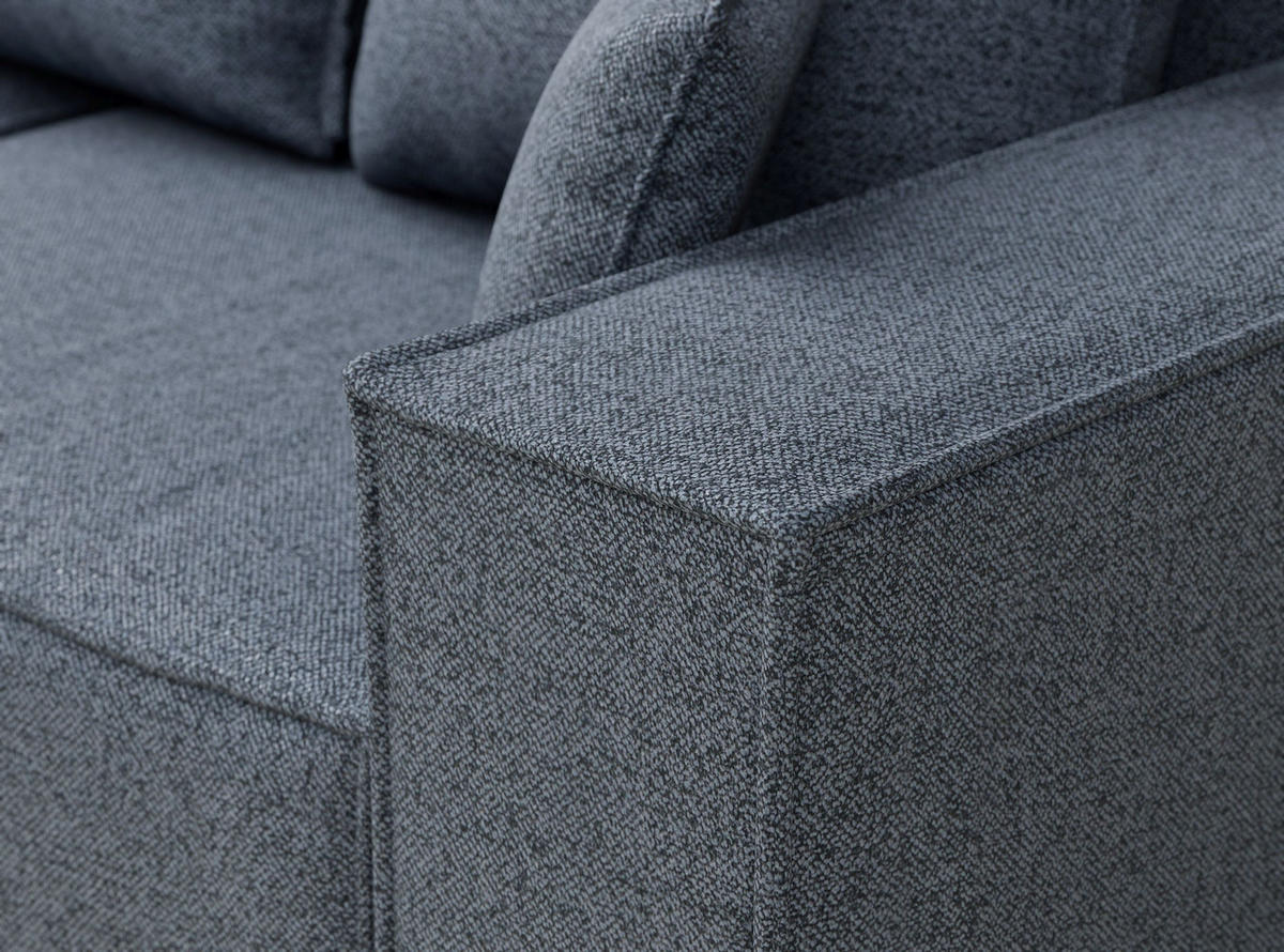 ECKSOFA MIT SCHLAFFUNKTION Moyo Blau Grau Webstoff - Blaugrau/Schwarz, Holz/Holzwerkstoff (255/148cm) - Maison de Reve