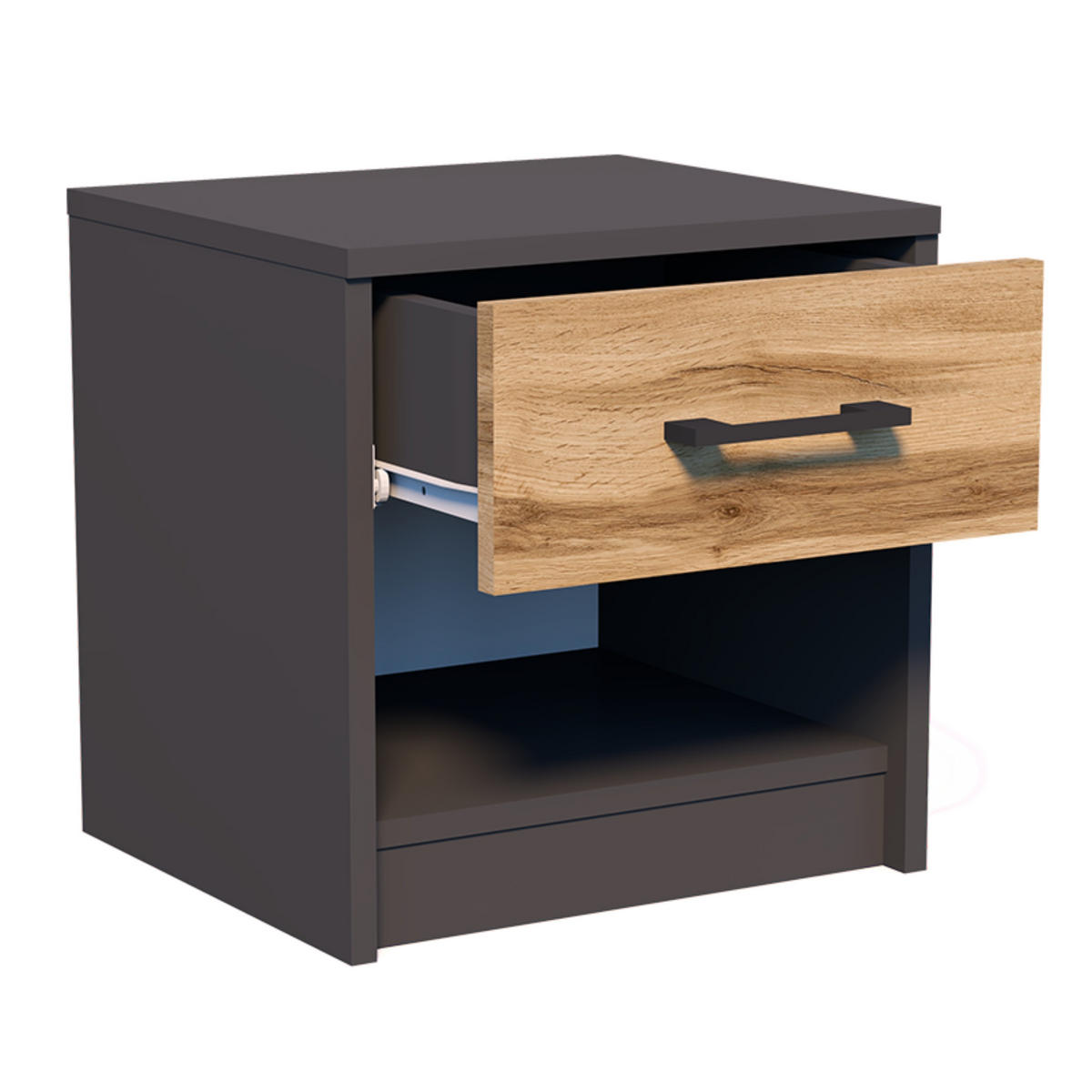 BEISTELLTISCH mit 1 Schublade 35 cm Breite in Graphit / Eiche - Eichefarben/Graphitfarben, Holzwerkstoff (39/35/45cm) - Home Collective