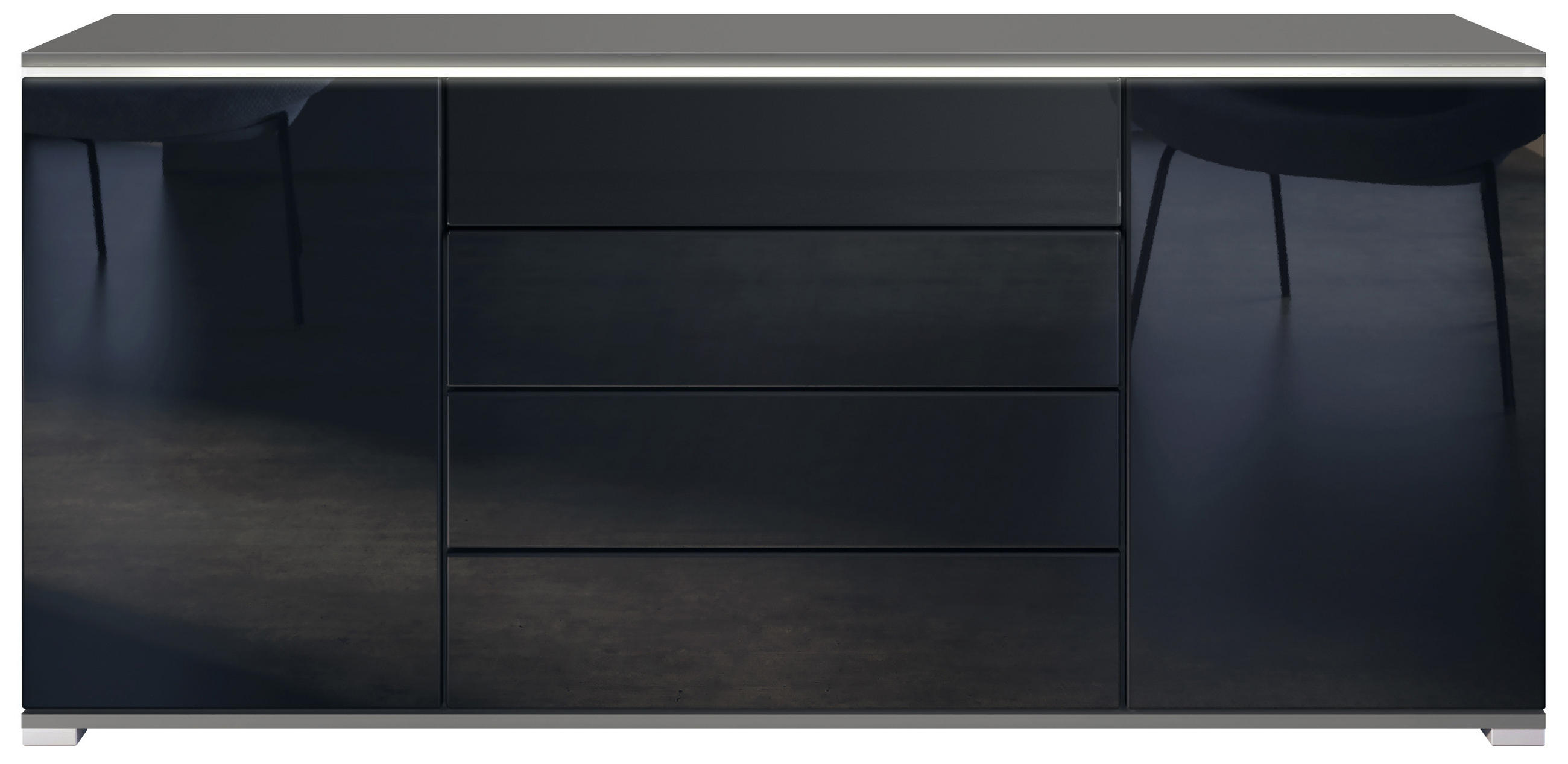 Vladon Sideboard Schwarz Hochglanz 166.5x75.5x35 cm