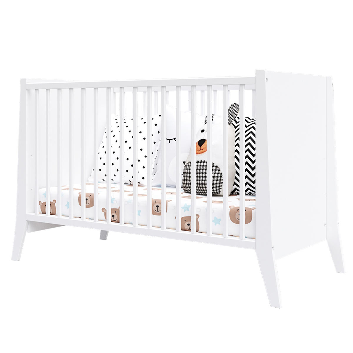 BABYBETT Zoe, Mitwachsendes, Weiß - Weiß, Holz (60/120cm) - Premiers Moments