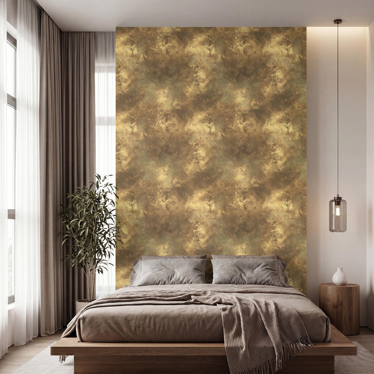 TAPETE - Antik - Metallic-Look - Gold - 180x300 cm - Messingfarben, Papier (180/300cm) - OnlyWow
