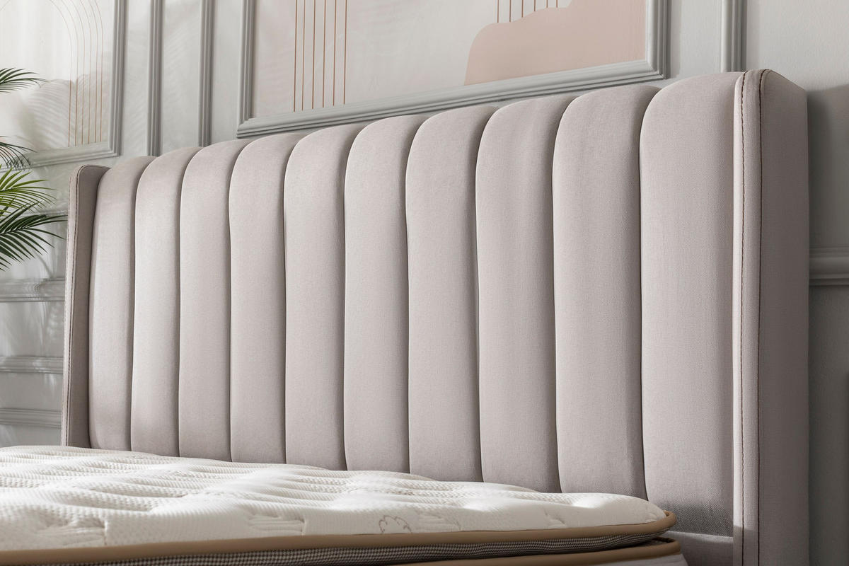 POLSTERBETT-SET Organic 150x200 Beige - Bett inkl. Matratze - Beige, Metall (150/200cm) - Villa Möbel