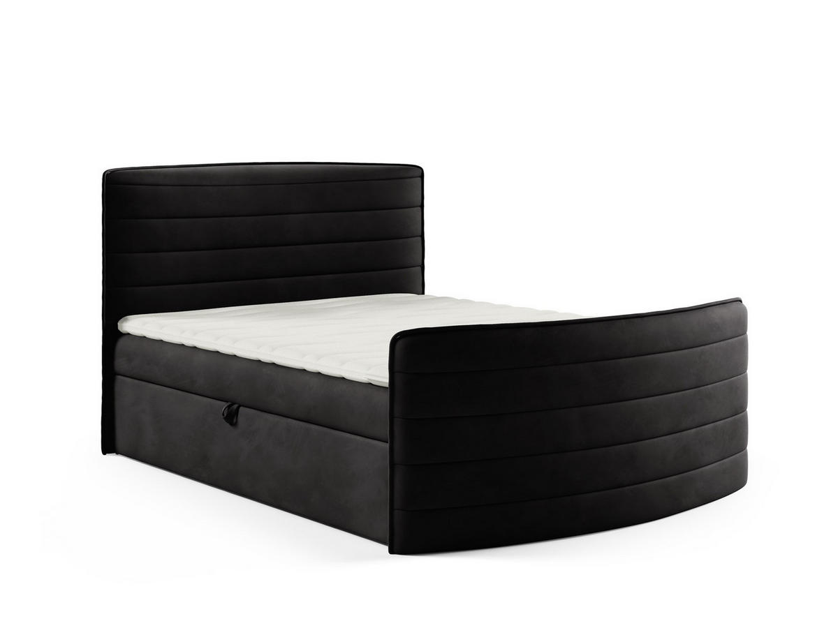 BOXBETT Ambra In Elisa Velvet - Schwarz, Holzwerkstoff/Textil (140/200cm) - Fun Möbel