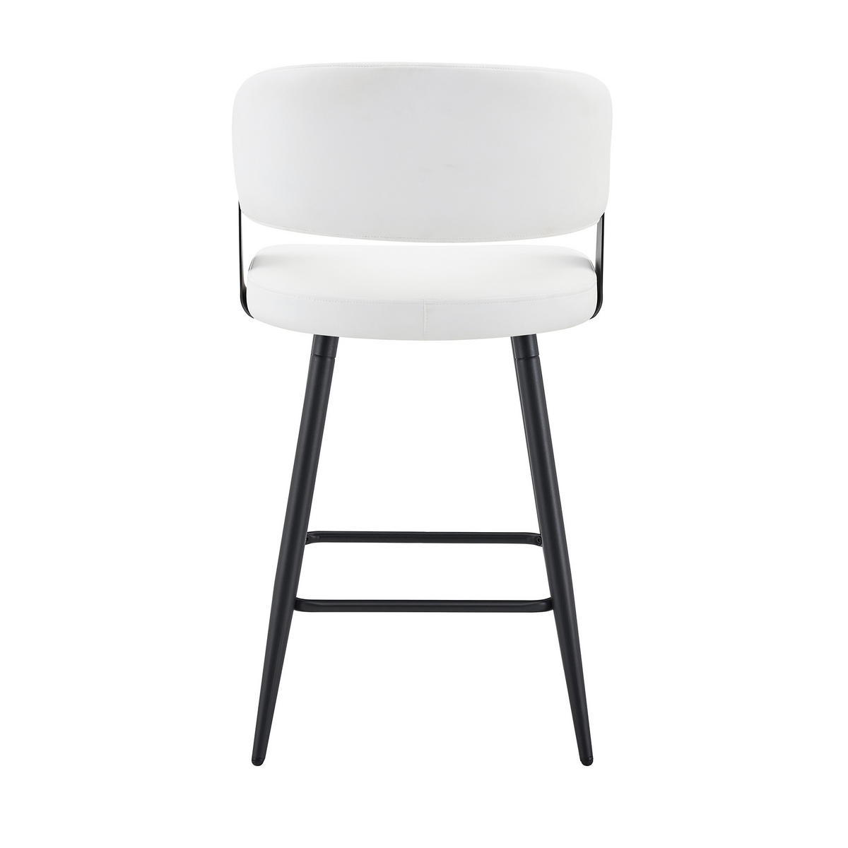 BARHOCKER DE-36675 2er-Set mit Kunstlederbezug und Metallgestell Schwarz - Weiß, Metall (47/94.5/46cm) - ComfortXL