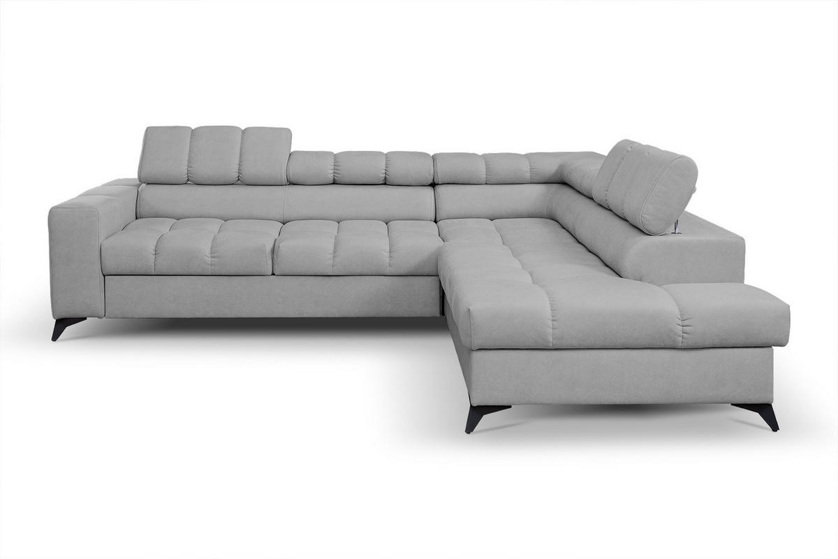 ECKSOFA Andrea L-Form mit verstellbaren Kopfstützen Schlaffunktion Bettkasten 267 cm rechts hellgrau - Hellgrau, Kunststoff (267/106cm) - Margaret Hadas24
