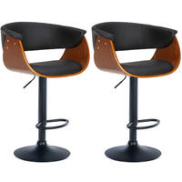 BARHOCKER 2er Set Lederlook walnuss/schwarz - Walnussfarben/Schwarz, Textil/Metall (60/90/51cm) - CLP