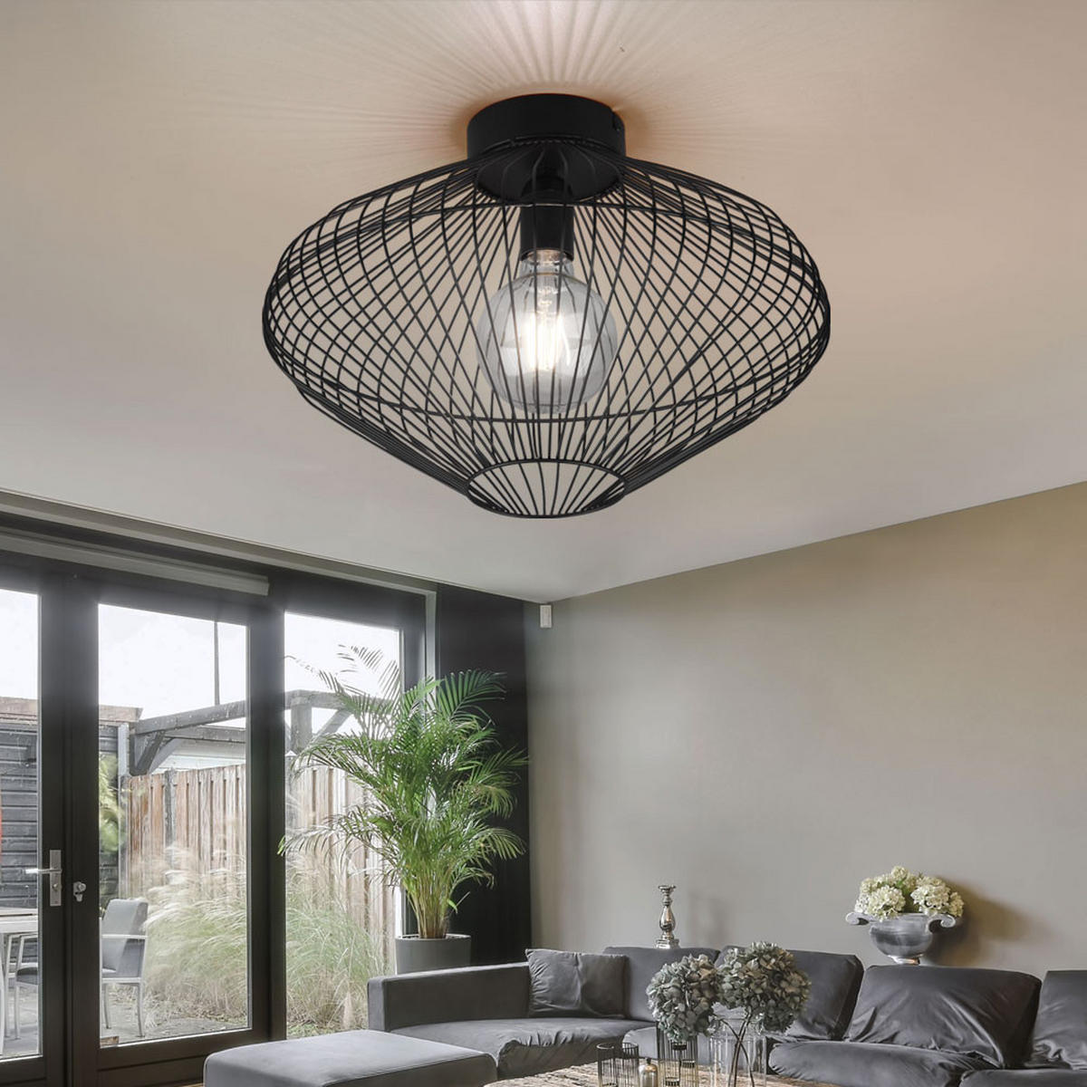 DECKENLEUCHTE Metall Schwarz Rund - Schwarz, Metall (38/38/26cm)