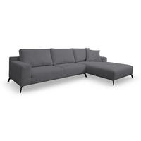 ECKSOFA Aspen in L-Form, Coach Farbe: Grau, Velourstoff, Ottomane Rechts - Grau, Textil (312/187cm) - VENASI MÖBEL