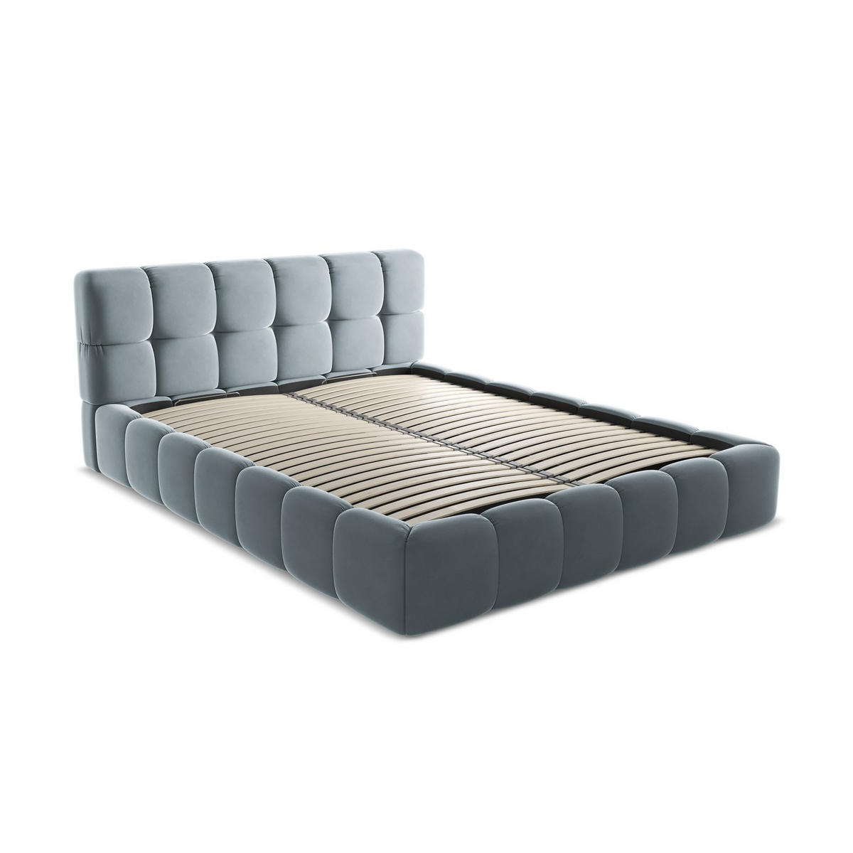 POLSTERBETT mit Bettkasten und Lattenrost 180x228 Blau - Blau/Schwarz, Kunststoff/Textil (160/200cm) - LaMiaSofa