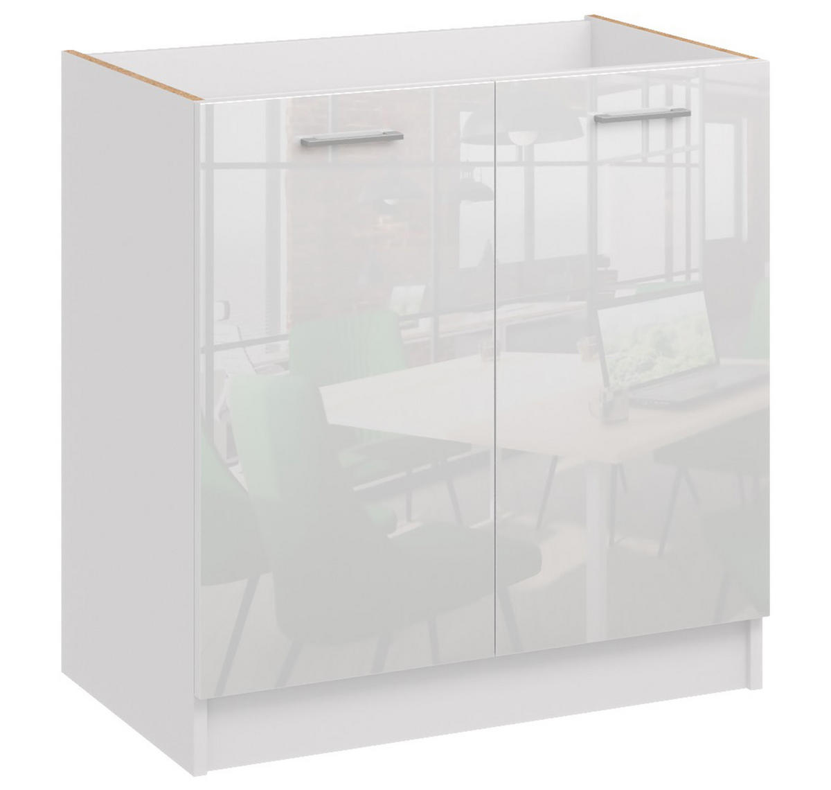 SPÜLENSCHRANK D80 ZL weiss glanz - Weiß Hochglanz, Holzwerkstoff (80/82/44cm) - roe furniture