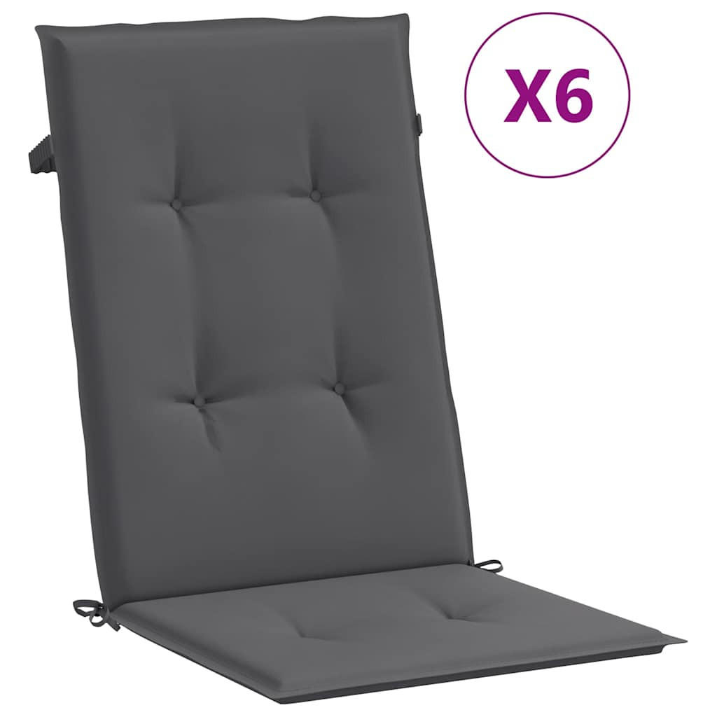 GARTENSTUHLAUFLAGEN Für Hochlehner 6Er Set Anthrazit 120/50/3 Cm - Anthrazit, Textil (50/3/120cm) - vidaXL