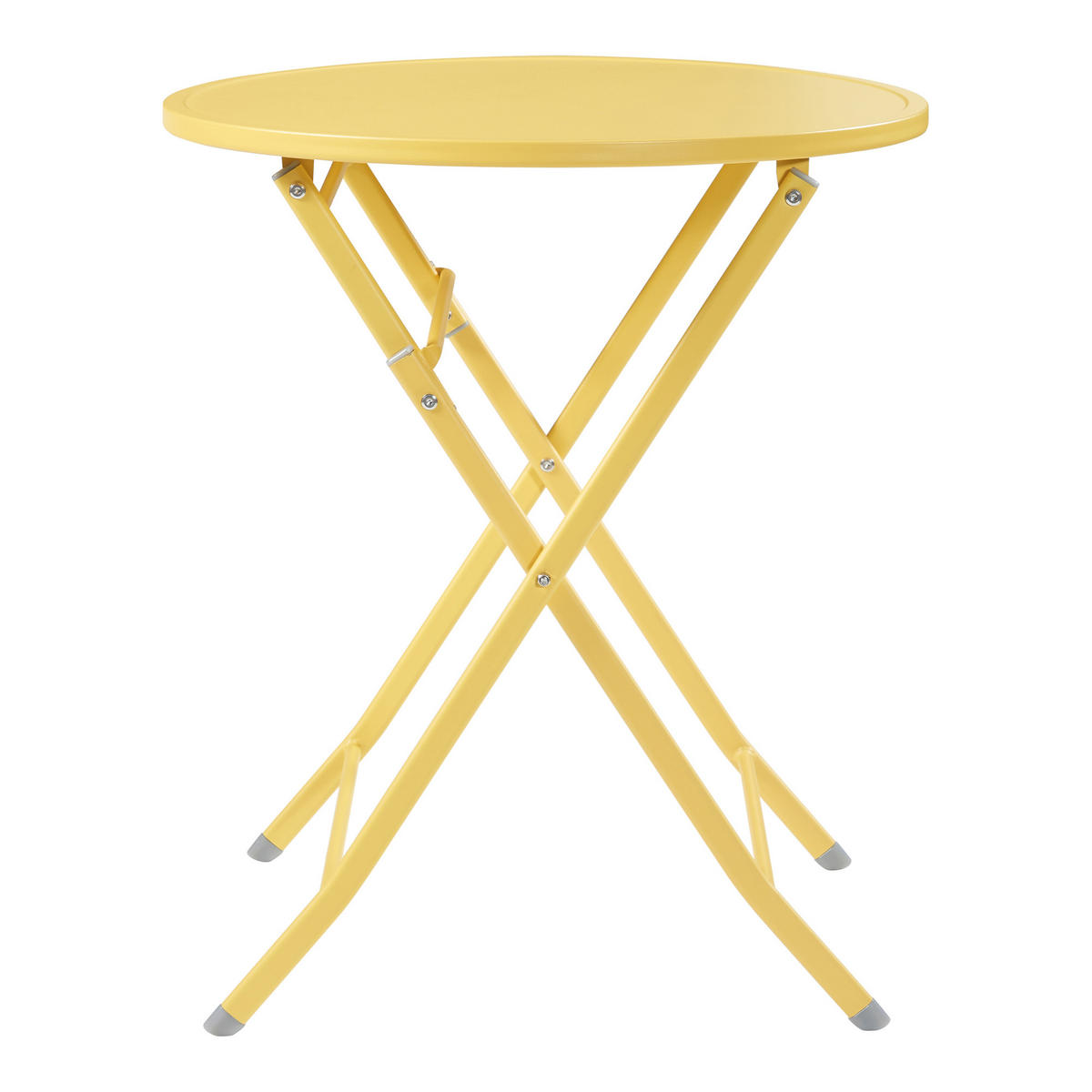 SKLÁDACÍ ZAHRADNÍ STŮL Sande - žlutá, kov (62/62/71cm) - [en.casa]