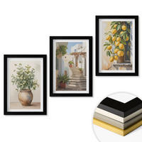 WANDBILDER 3er-Set - 20x30 cm Schwarzer Rahmen - Zitronenblumen im Topf, Straßen - Schwarz, Kunststoff (20/30cm) - ArtPrintCave