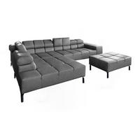 ECKSOFA NELSON Anthrazit Leder - Anthrazit/Schwarz, Leder/Metall (321/216cm) - KAWOLA