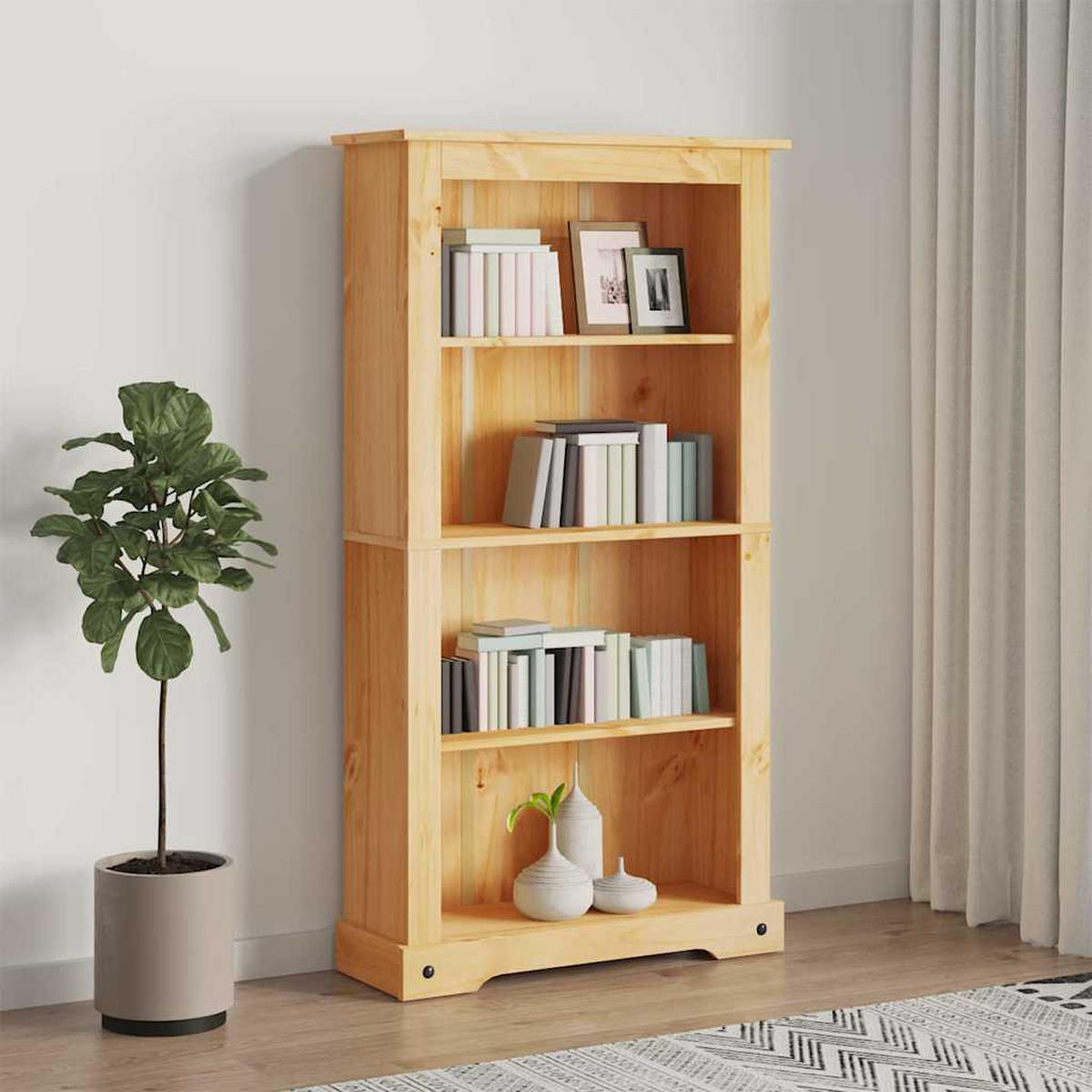 BÜCHERSCHRANK 4 Fächer Mexiko-Stil Kiefernholz 80/29/150 Cm - Braun, Holz (29/150/80cm) - vidaXL