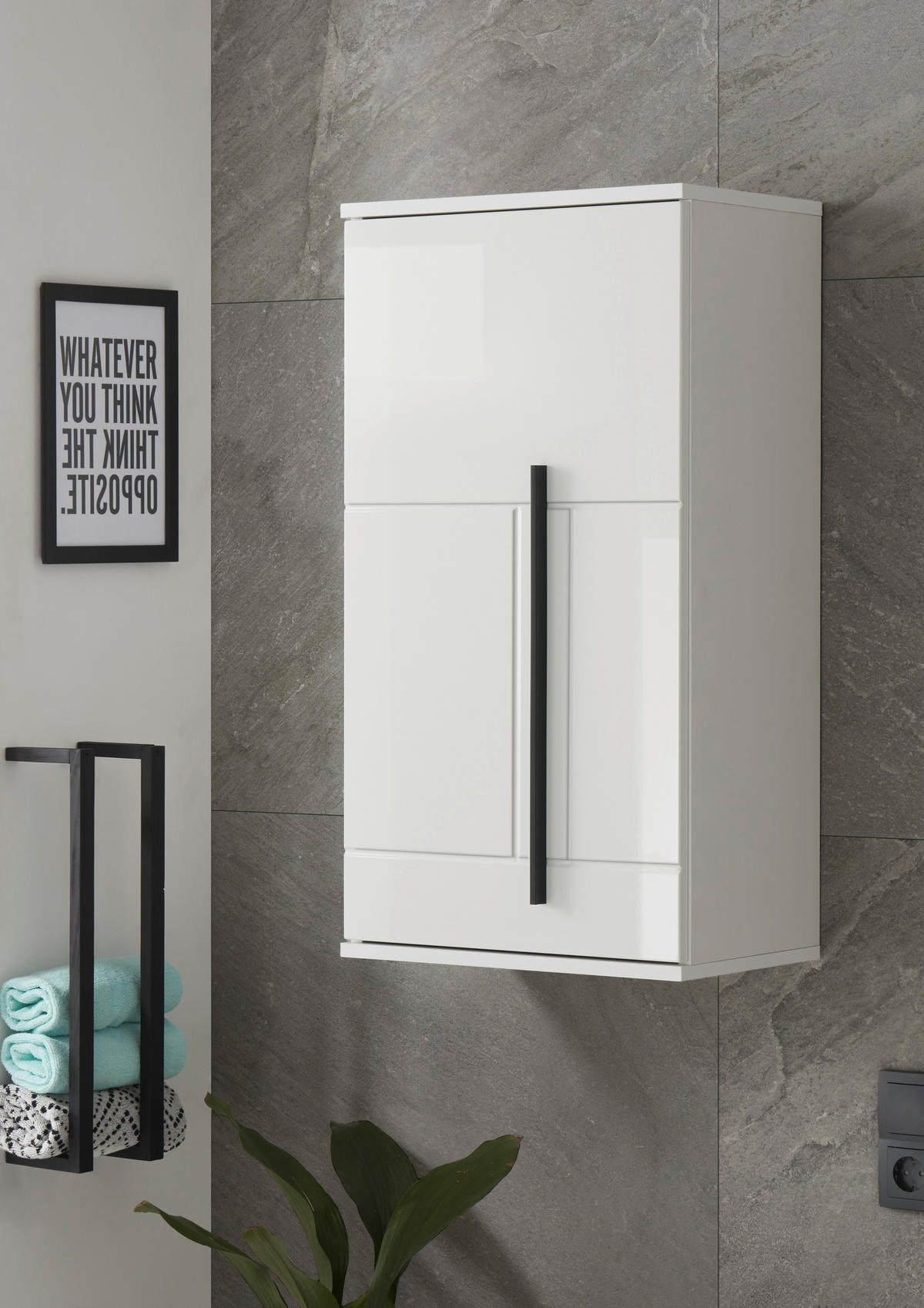 HÄNGESCHRANK M12 Weiß Hochglanz 45/85/30 cm links - Weiß Hochglanz, Holzwerkstoff (45/85/30cm) - Livojo