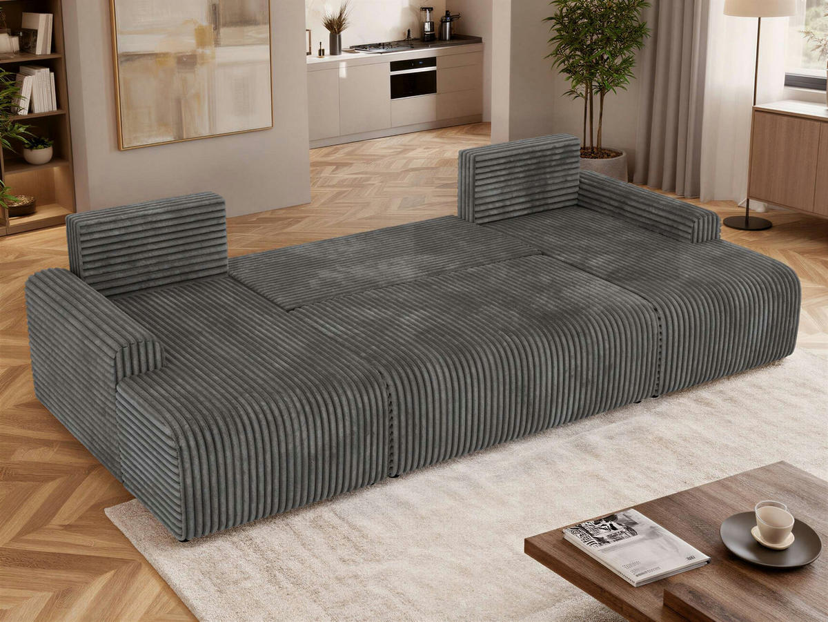 SEDACIA SÚPRAVA NESSARO U Sivá Manšester - čierna/sivá, textil/plast (312/92/151cm) - MKS