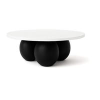 COUCHTISCH BELLY runder 60 cm im modernen Stil (Eiche Weiß/Schwarz) - Schwarz/Weiß, Holz (60/60/27cm) - Dekori_Interiors