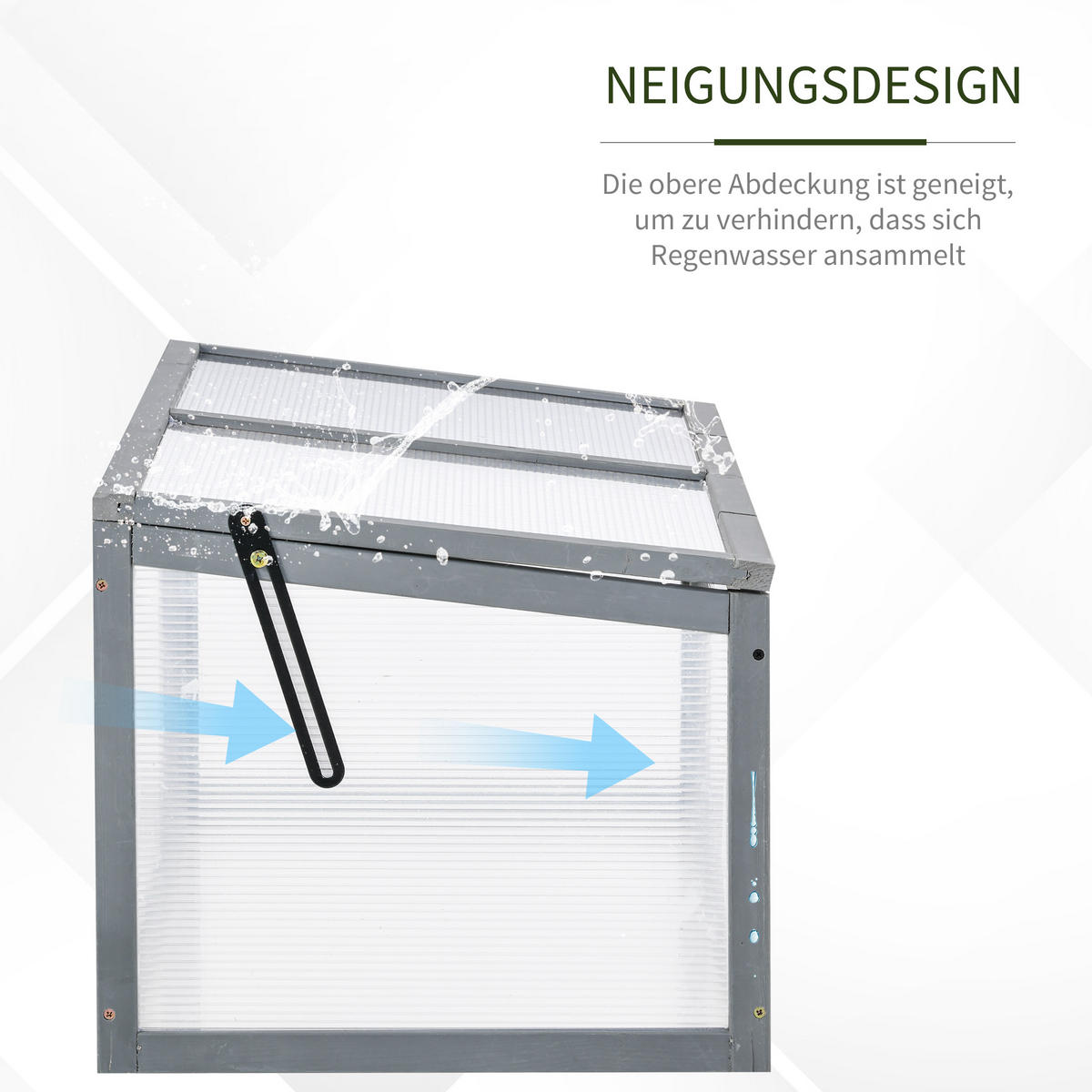FRÜHBEET Gewächshaus mit Abdeckung, wetterfest, aus Holz und Polycarbonat, Grau - Grau, Holz/Kunststoff (46/40/90cm) - Outsunny