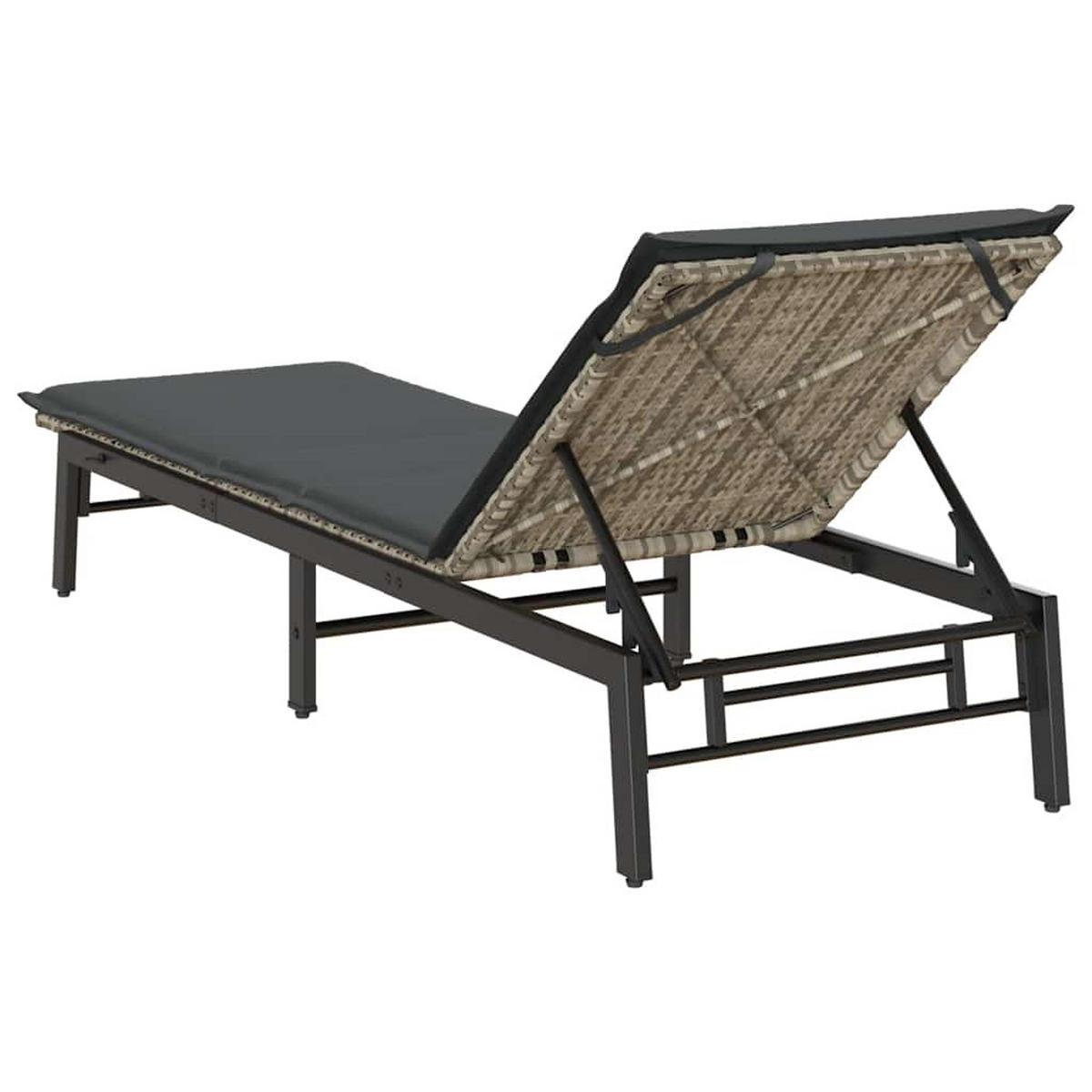 SONNENLIEGE Mit Auflage Hellgrau Poly Rattan - Grau, Kunststoff (59/67/200cm) - vidaXL