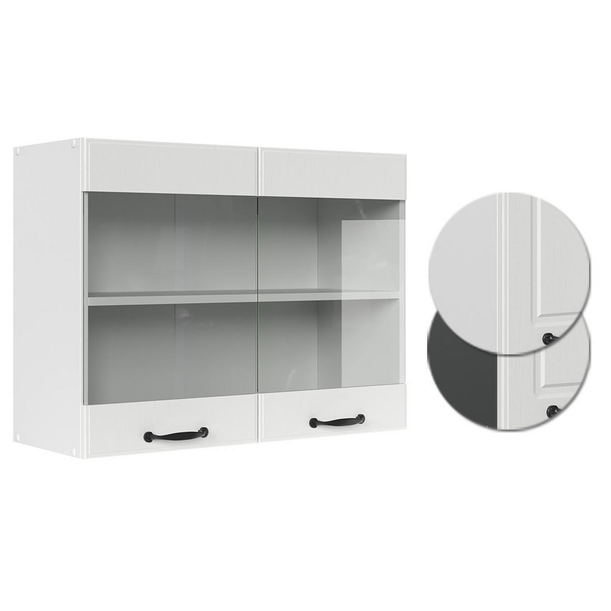 KÜCHENGLASSCHRANK R-Line Weiß Landhaus 80 cm - Weiß, Holzwerkstoff (80/60/31cm) - Vicco