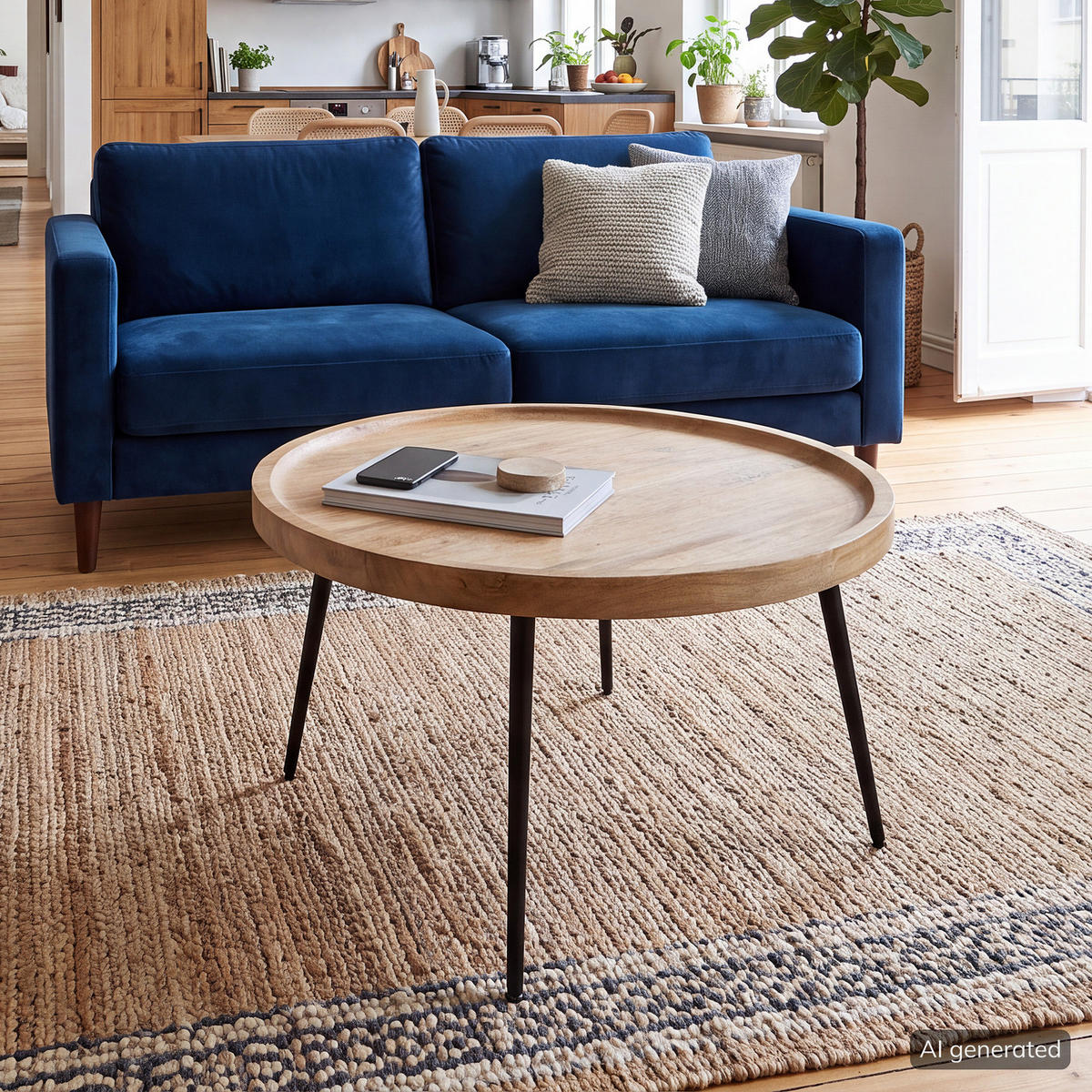 COUCHTISCH - Mango / Schwarz - Schwarz/Naturfarben, Holz/Metall (75/75/39cm) - home24