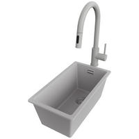 GRANITSPÜLE London Slim, 2-er set Grau 26/47 cm 1 Becken + Küchenarmatur 40/20 cm + Ablauf-Set ab 30er Unterschrank - Grau, Kunststoff (26/20/47cm) - Primagran