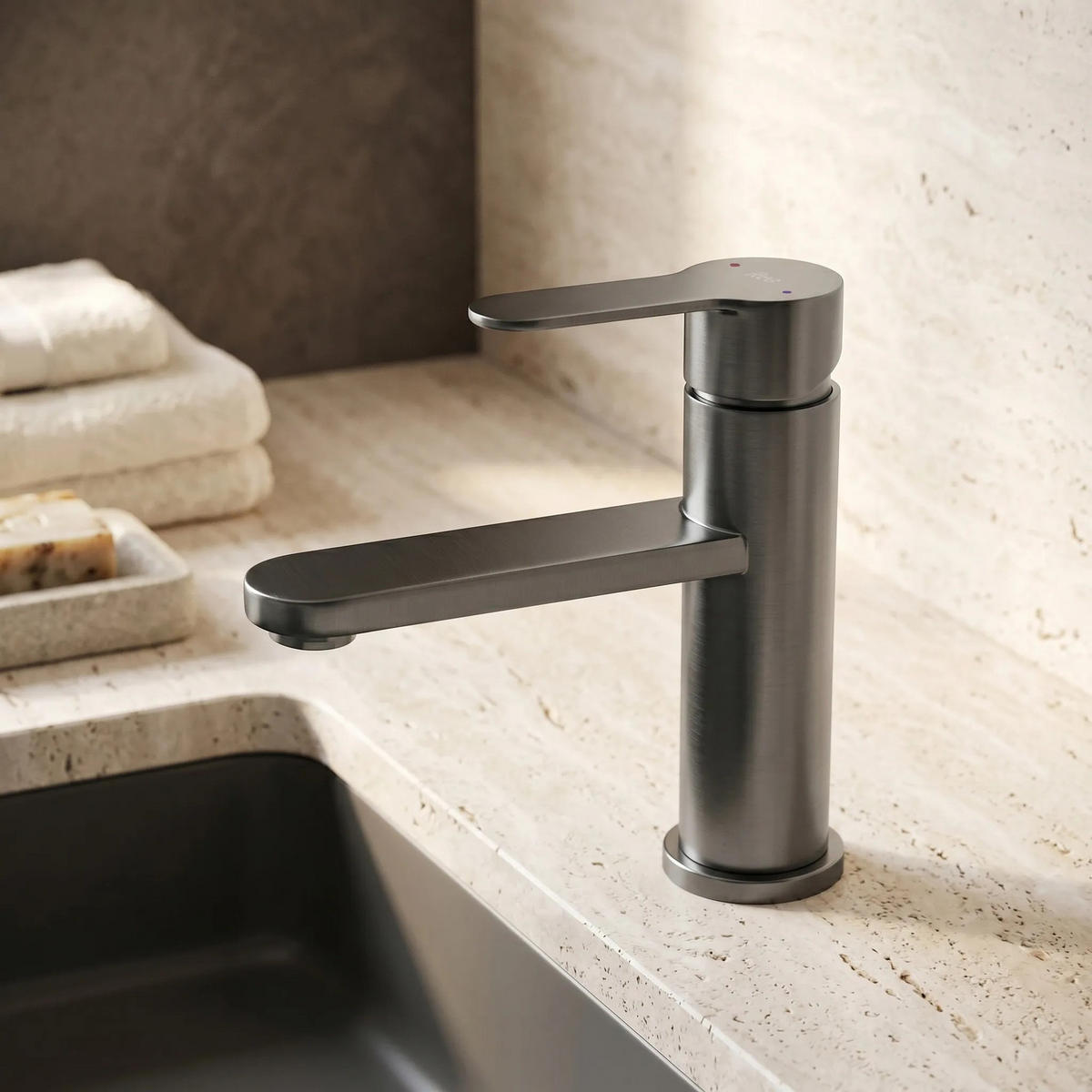 WASCHBECKENARMATUR Rea Arcos Titan - Titanfarben, Metall (20/18.5/9.8cm) - REA