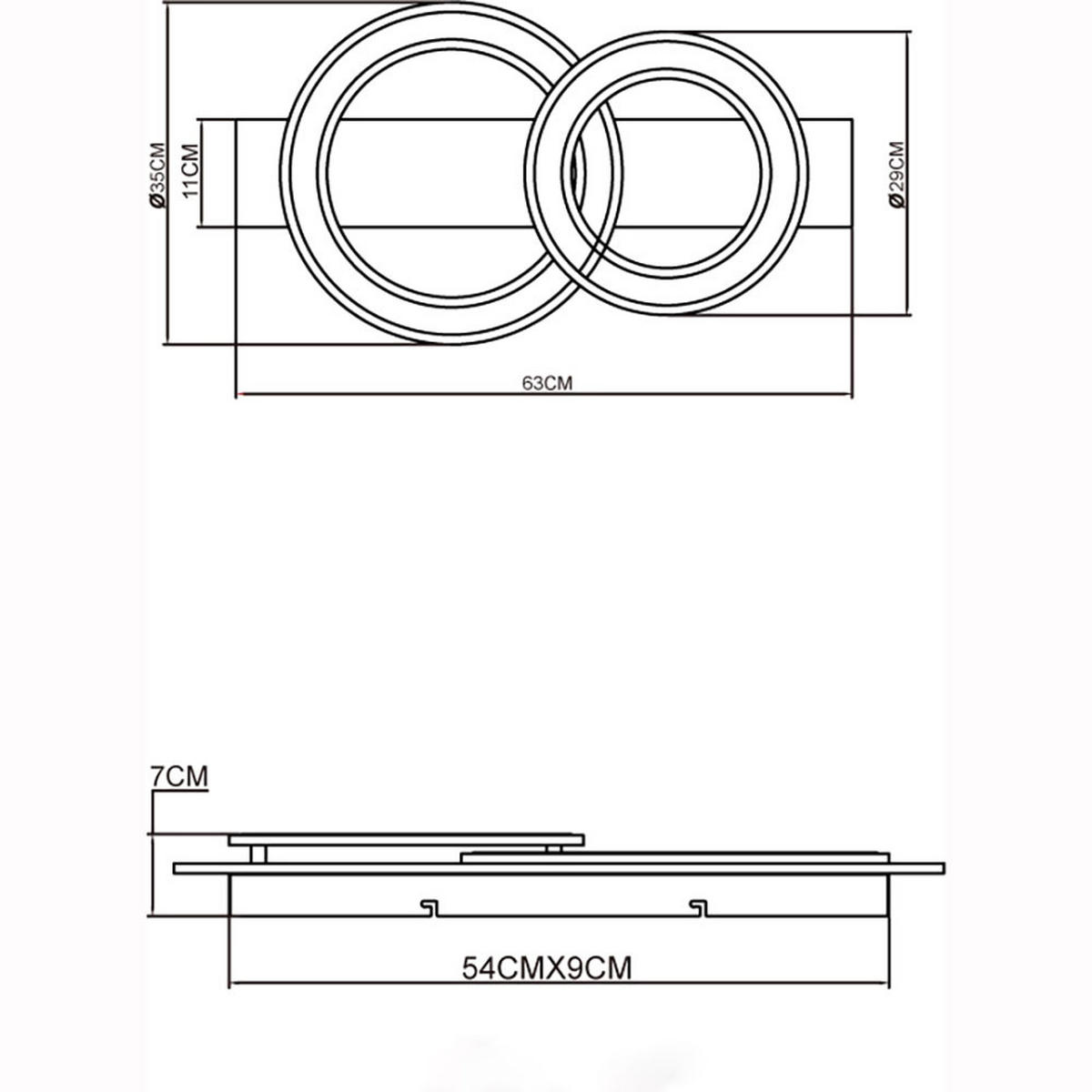 LED DECKENLEUCHTE JAYDEN Schwarz Grau Gebürstet - Schwarz, Metall (63/35/7cm) - Globo Lighting