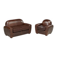 SOFAGARNITUR ohne Schlaffunktion - 3 -Sitzer - Spaltleder - schokoladenbraun - BAUDOIN - Braun, Leder (150/85/84cm) - Vente-Unique