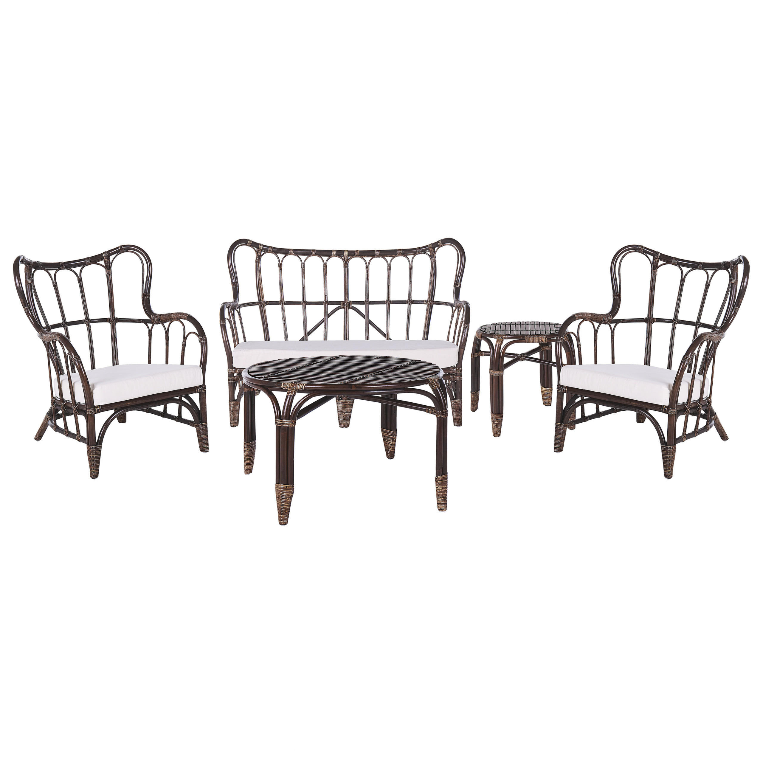 GARTENMÖBEL-SET 4-sitzer Rattan Braun Brindisi - Braun, Naturmaterialien - Beliani