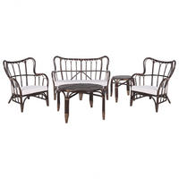 GARTENMÖBEL-SET 4-sitzer Rattan Braun Brindisi - Braun, Naturmaterialien - Beliani