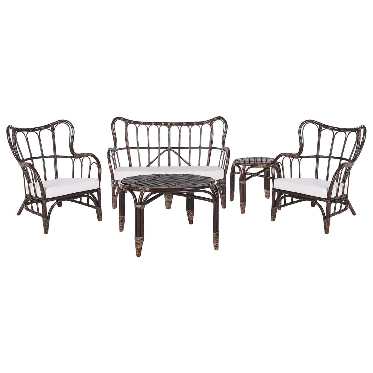 GARTENMÖBEL-SET 4-sitzer Rattan Braun Brindisi - Braun, Naturmaterialien - Beliani