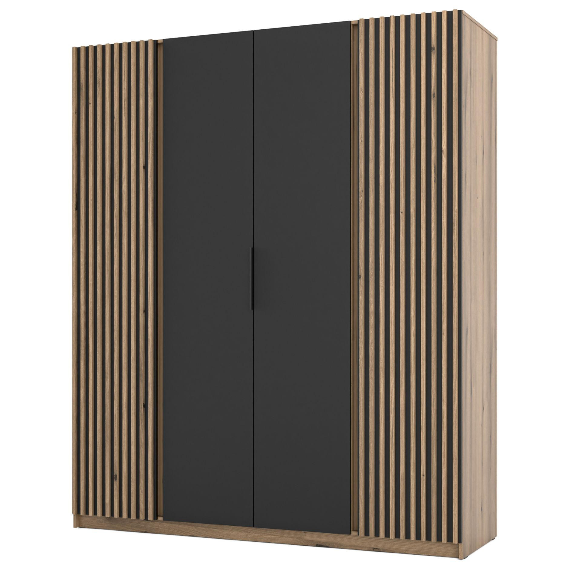 KLEIDERSCHRANK Kaja Schwarz/Eiche 200 cm - Schwarz, Holzwerkstoff/Metall (200/239/61.9cm) - Selsey