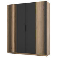 KLEIDERSCHRANK Kaja Schwarz/Eiche 200 cm - Schwarz, Holzwerkstoff/Metall (200/239/61.9cm) - Selsey