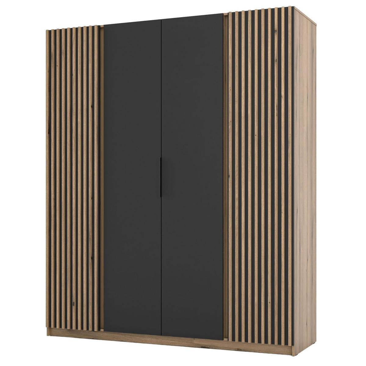 KLEIDERSCHRANK Kaja Schwarz/Eiche 200 cm - Schwarz, Holzwerkstoff/Metall (200/239/61.9cm) - Selsey